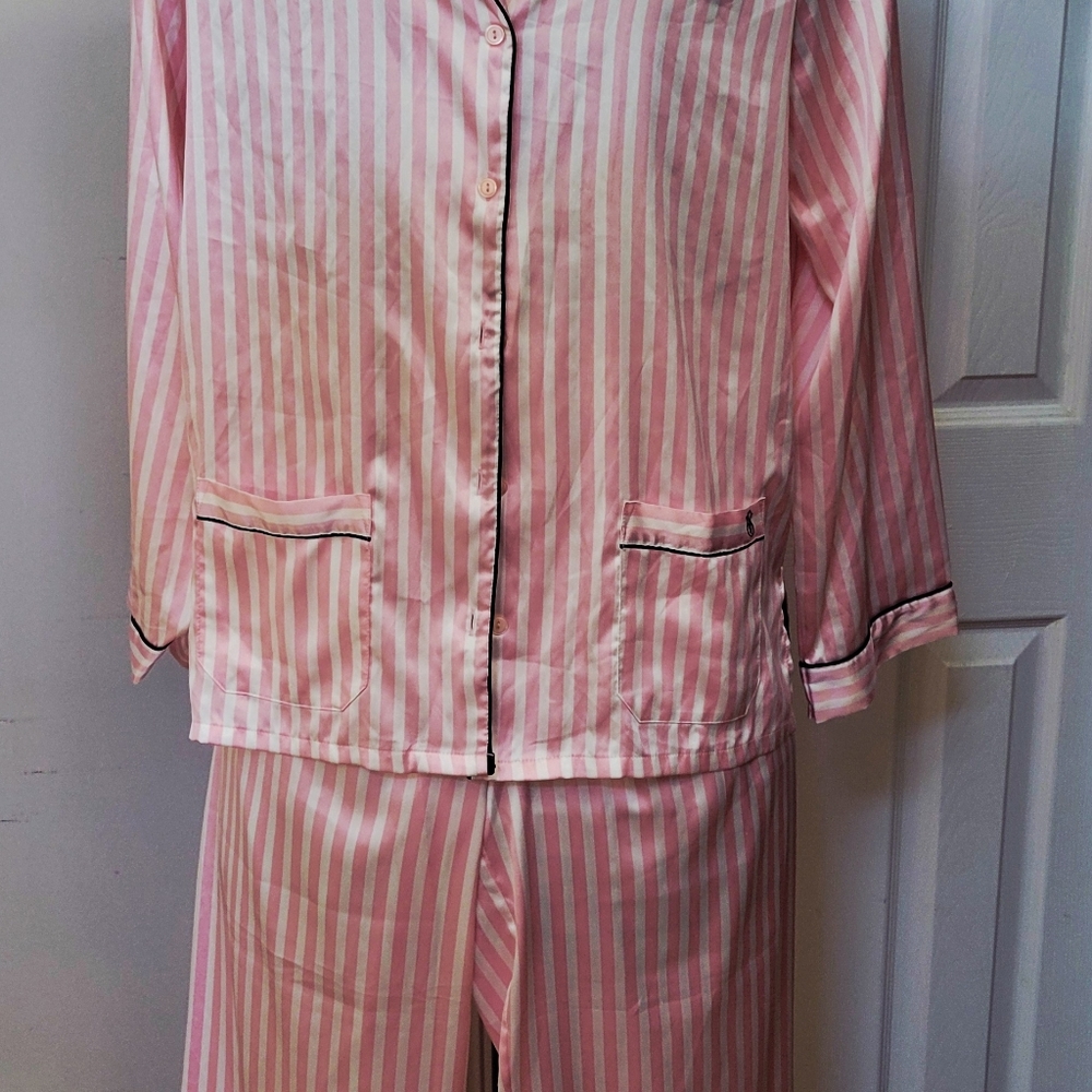 Victoria's Secret Pink and White Striped Pajama Set